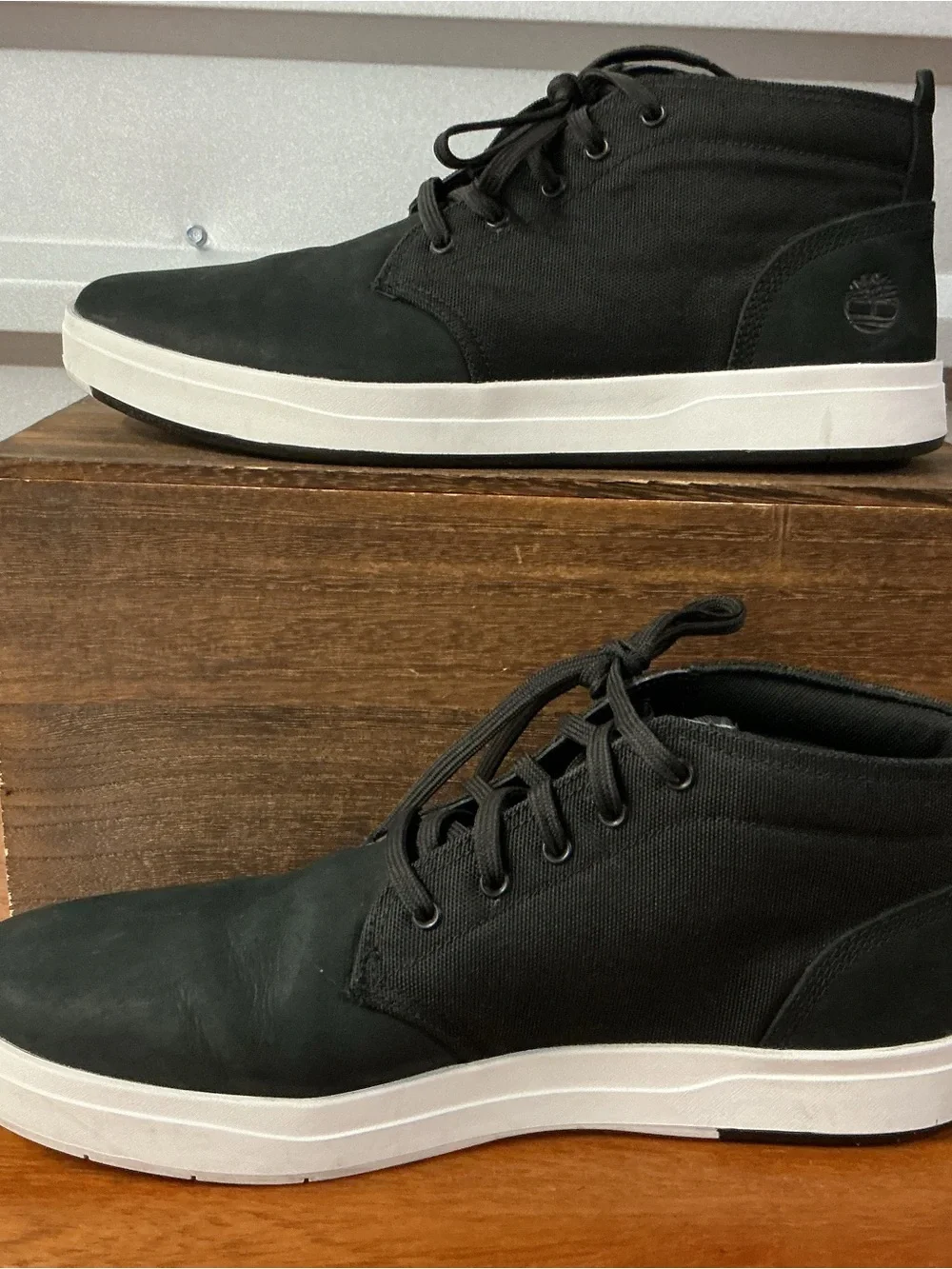 Timberland Men Davis Square Chukka Lace Up Leather Cordura Black Shoe Size 12